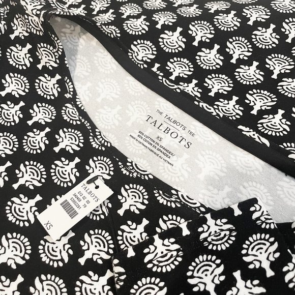 NWT Talbots Tee Black and White 3/4 Sleeve Size XS* - Picture 3 of 6